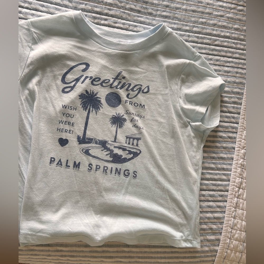 Palm Springs Cropped T-Shirt - Light Blue